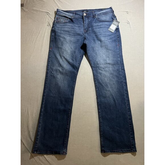 True Religion Ricky Relaxed Straight Jeans 36x34 Men Dark Indigo Blaster No Flap